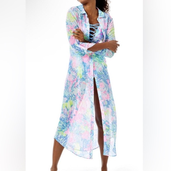 Lilly Pulitzer Maxi Dress Beach Lake Summer Coverup Resortwear Size XS - Picture 6 of 7